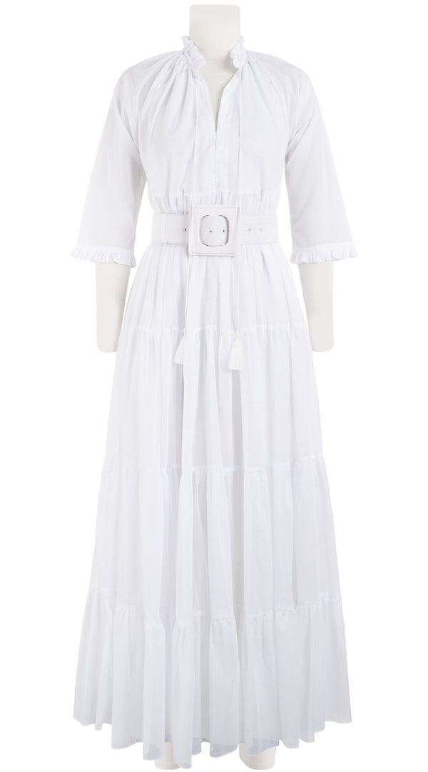 Eden Dress Crew Neck 3/4 Sleeve Maxi Length Silk Musola (Solid)