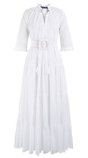 Eden Dress Crew Neck 3/4 Sleeve Maxi Length Silk Musola (Solid)