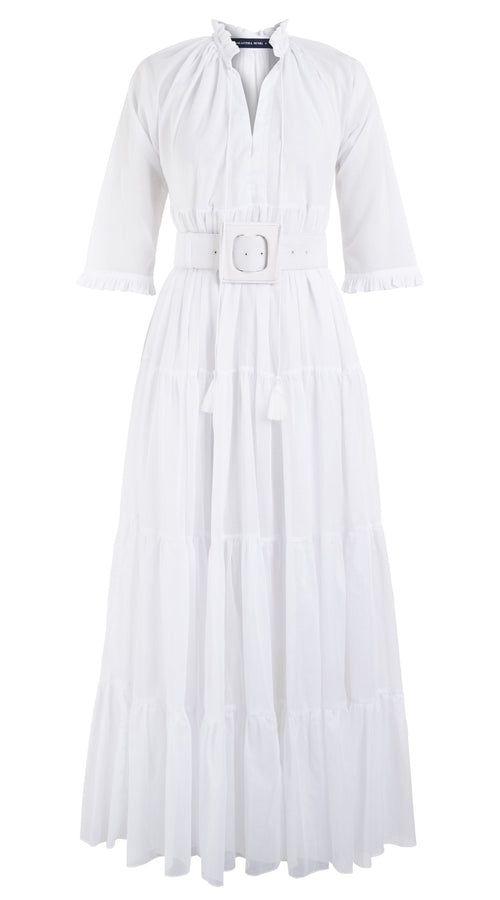 Eden Dress Crew Neck 3/4 Sleeve Maxi Length Silk Musola (Solid)