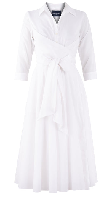 Olivia Dress Shirt Collar 3/4 Sleeve Midi Length Cotton Musola (Solid)