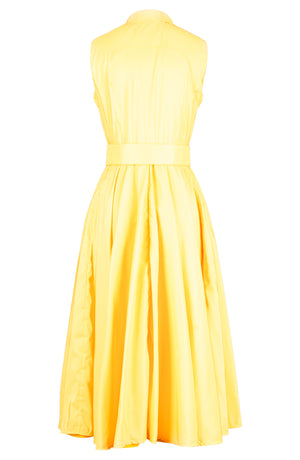 Aster Dress Shirt Collar Sleeveless Midi Length Silk Taffta (Solid)