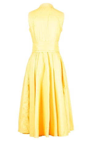 Aster Dress Shirt Collar Sleeveless Midi Length Silk Taffta (Solid)