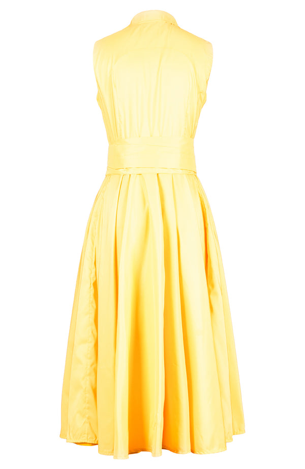 Aster Dress Shirt Collar Sleeveless Midi Length Silk Taffta (Solid)