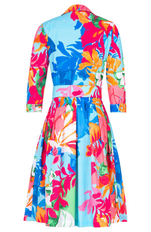 Audrey Dress #1 Shirt Collar 3/4 Sleeve Regular Length Cotton Stretch (Spanish Garden)