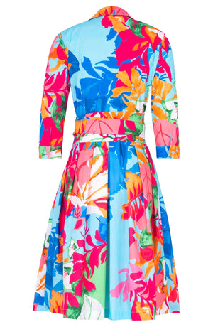 Audrey Dress #1 Shirt Collar 3/4 Sleeve Regular Length Cotton Stretch (Spanish Garden)
