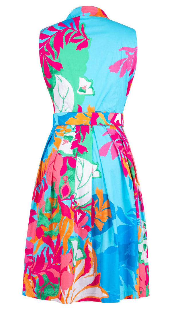 Audrey Dress #1 Shirt Collar Sleeveless Regular Length Cotton Stretch (Spanish Garden)