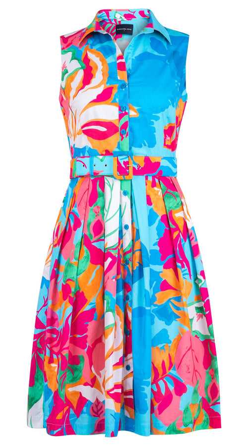 Audrey Dress #1 Shirt Collar Sleeveless Regular Length Cotton Stretch (Spanish Garden)