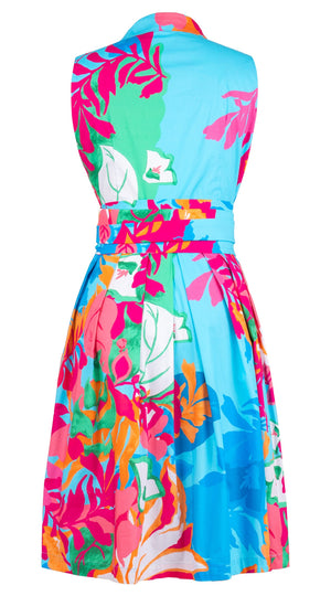 Audrey Dress #1 Shirt Collar Sleeveless Regular Length Cotton Stretch (Spanish Garden)