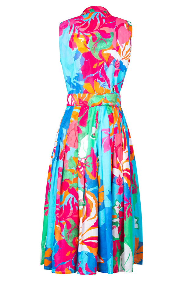 Audrey Dress #4 Shirt Collar Sleeveless Midi Length Musola (Spanish Garden)
