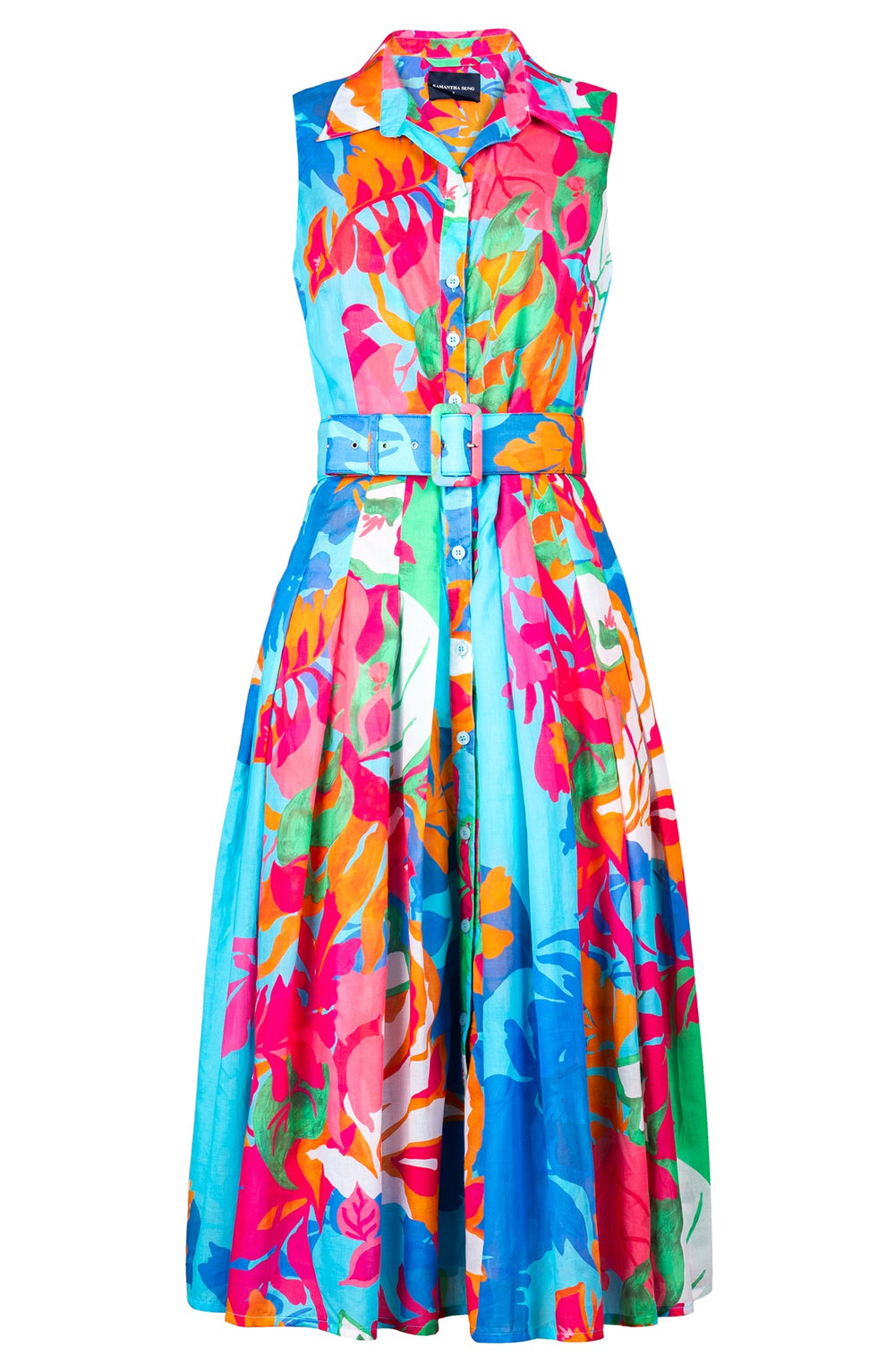 Audrey Dress #4 Shirt Collar Sleeveless Midi Length Musola (Spanish Garden)