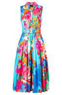 Audrey Dress #4 Shirt Collar Sleeveless Midi Length Musola (Spanish Garden)