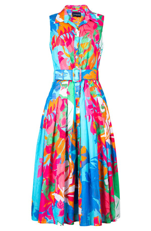 Audrey Dress #4 Shirt Collar Sleeveless Midi Length Musola (Spanish Garden)