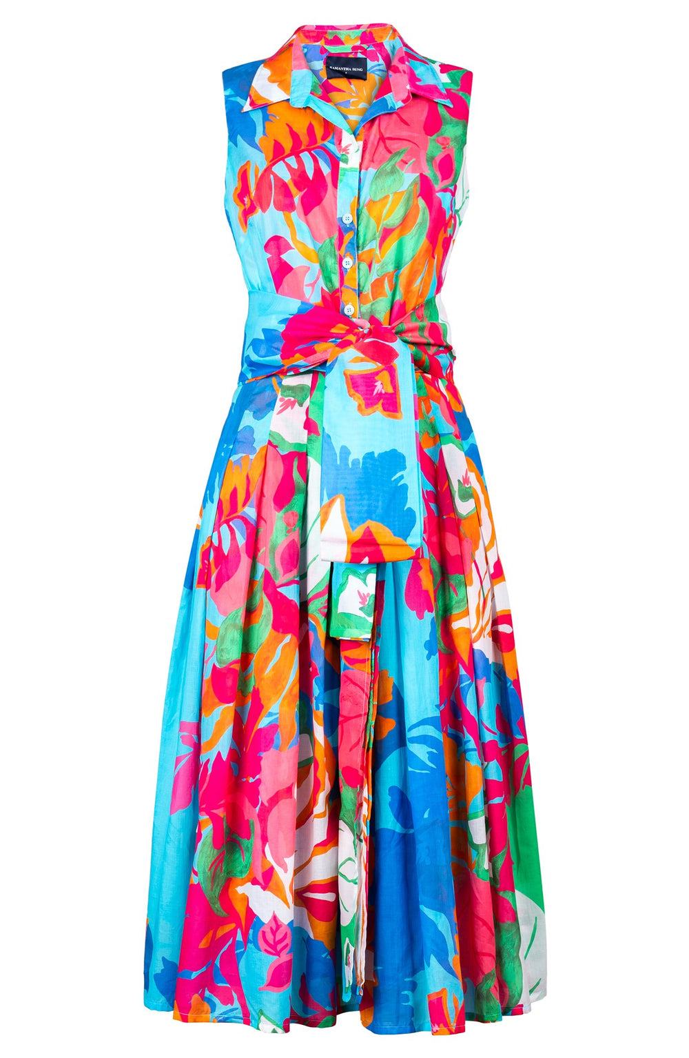 Audrey Dress #4 Shirt Collar Sleeveless Midi Length Musola (Spanish Garden)