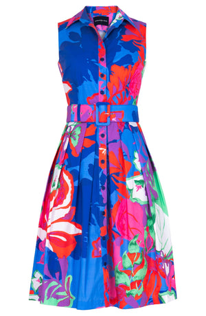 Audrey Dress #1 Shirt Collar Sleeveless Regular Length Cotton Stretch (Spanish Garden)