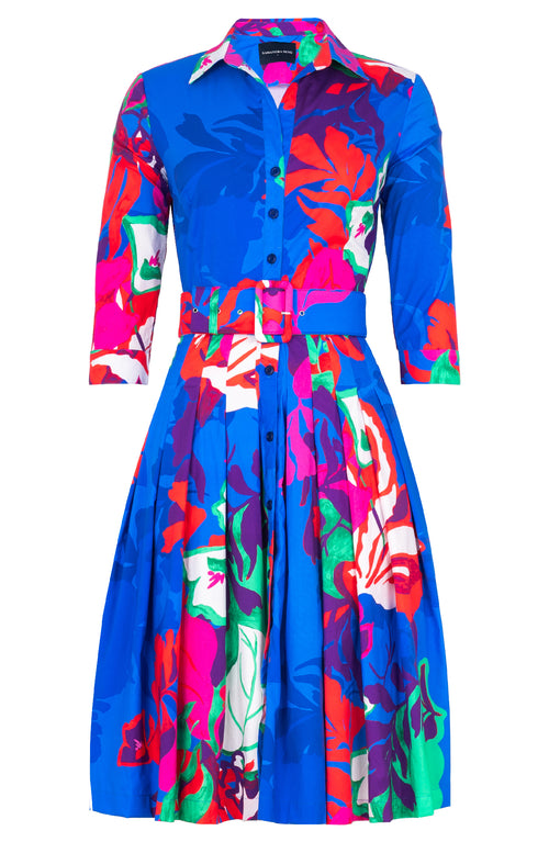 Audrey Dress #2 Shirt Collar 3/4 Sleeve Regular Length Cotton Stretch (Spanish Garden)