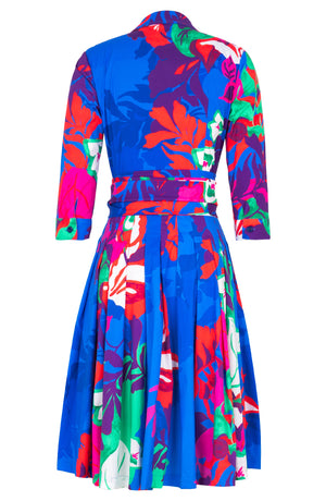 Audrey Dress #2 Shirt Collar 3/4 Sleeve Regular Length Cotton Stretch (Spanish Garden)