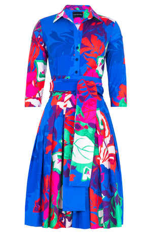 Audrey Dress #2 Shirt Collar 3/4 Sleeve Regular Length Cotton Stretch (Spanish Garden)