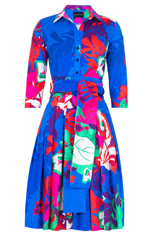 Audrey Dress #2 Shirt Collar 3/4 Sleeve Regular Length Cotton Stretch (Spanish Garden)