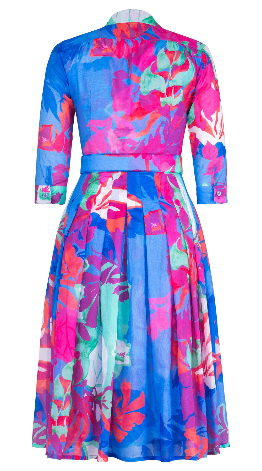 Audrey Dress #4 Shirt Collar 3/4 Sleeve Midi Length Cotton Musola (Spanish Garden)