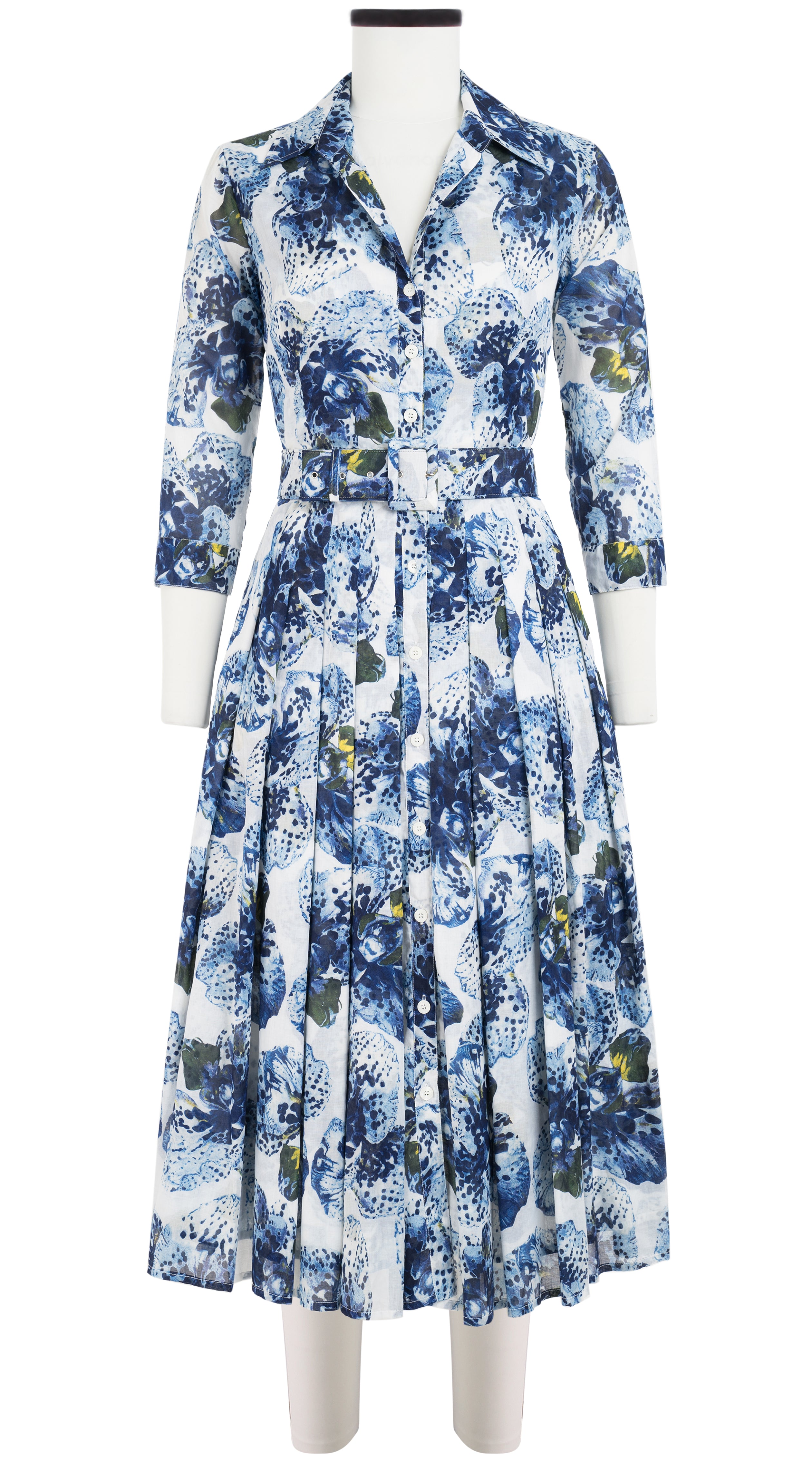 ワンピース SAMANTHA SUNG SS25 Dresses (ASTER ABELIA WHITE BLUE) Aster Dress Boat Neck Sleeveless Midi Length Linen