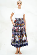Aster Skirt #1 with Belt Midi Plus Length Cotton Musola (Spotted Pony)