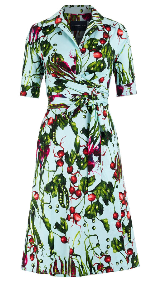 Olivia Dress Shirt Collar 1/2 Sleeve Long Length Cotton Stretch (Summer Vegetables)