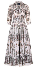 Aster Dress Shirt Collar 3/4 Sleeve Maximum Length Cotton Musola (Suzani Ferns)