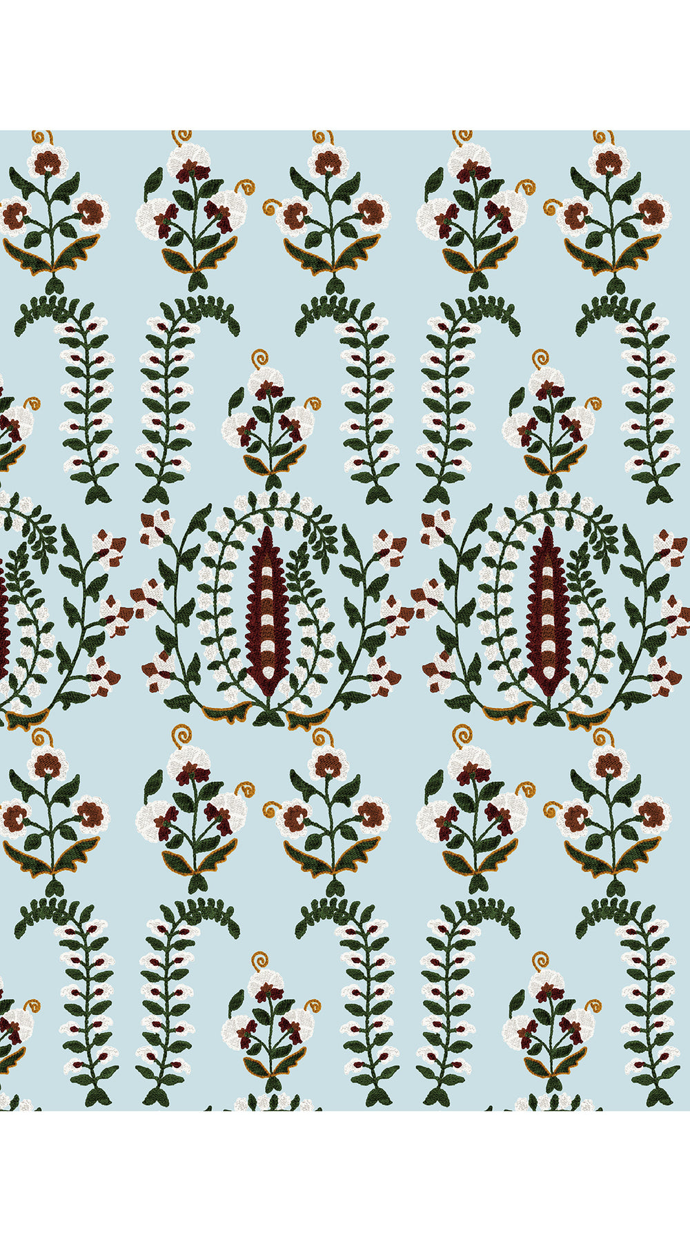 Audrey Dress #4 Shirt Collar 3/4 Sleeve Long Length Cotton Musola (Suzani Ferns)