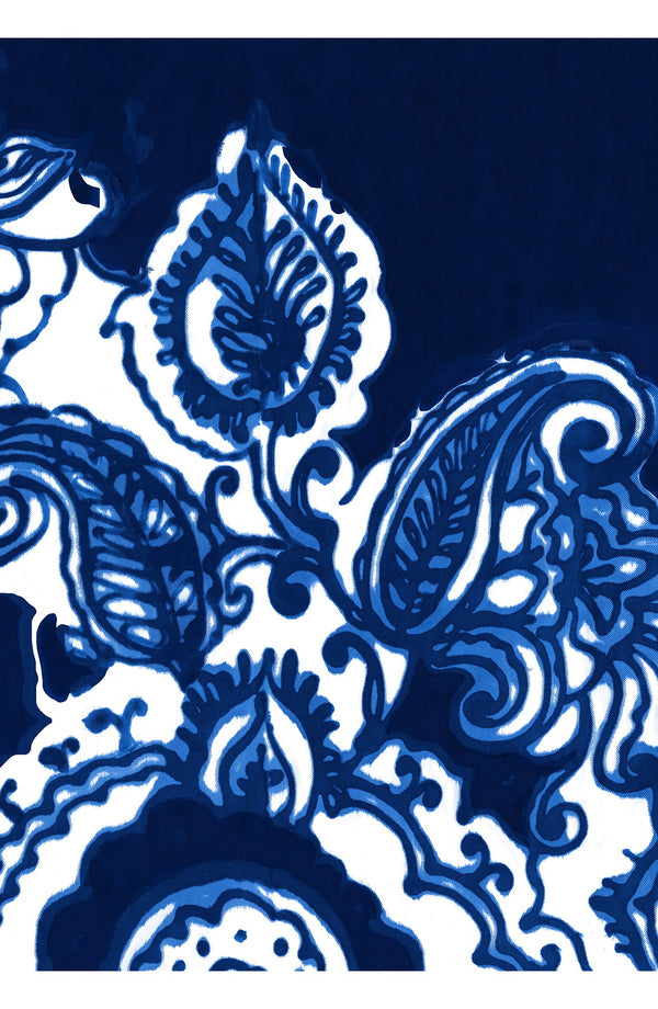 Aster Dress Shirt Collar 3/4 Sleeve Midi Plus Length Cotton Musola (Tear Drop Paisley)