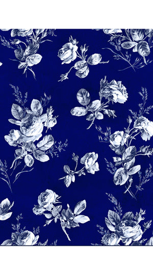 Terry Dress Shirt Collar 3/4 Sleeve Midi Plus Length Poliamide Taffta (Thorn Bud Rose Small Ground)