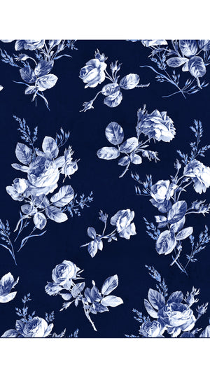 Terry Dress Shirt Collar 3/4 Sleeve Midi Plus Length Poliamide Taffta (Thorn Bud Rose Small Ground)