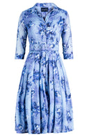 Audrey Dress #4 Shirt Collar 3/4 Sleeve Long Length Musola (Thorn Bud Rose Ground)