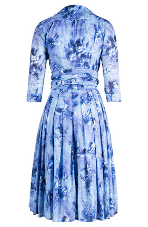 Audrey Dress #4 Shirt Collar 3/4 Sleeve Long Length Musola (Thorn Bud Rose Ground)