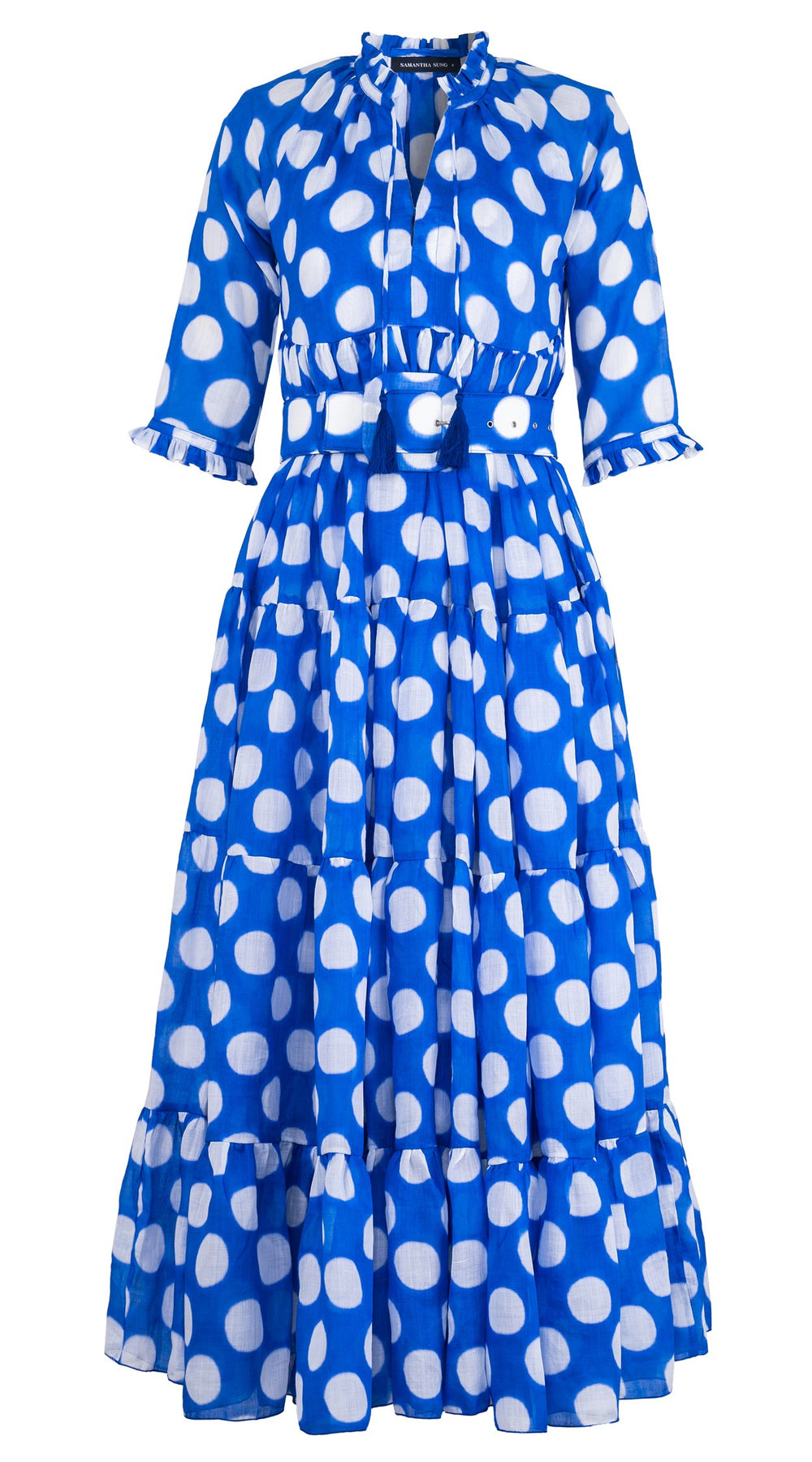 Eden Dress Crew Neck 3/4 Sleeve Maxi Length Ramie (Tie Dye Dot)