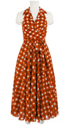 Olivia Dress Shirt Halter Neck Sleeveless Maxi Length Cotton Musola (Tie Dye Gingham Small)