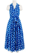 Olivia Dress Shirt Halter Neck Sleeveless Maxi Length Cotton Musola (Tie Dye Gingham Small)