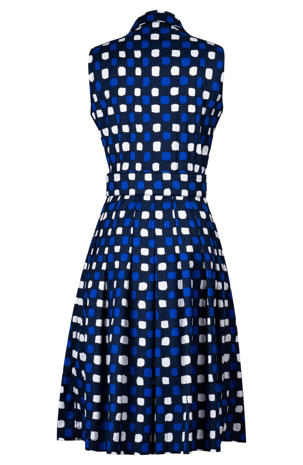 Audrey Dress #3 Shirt Collar Sleeveless Regular Length Cotton Stretch (Tie Dye Gingham)