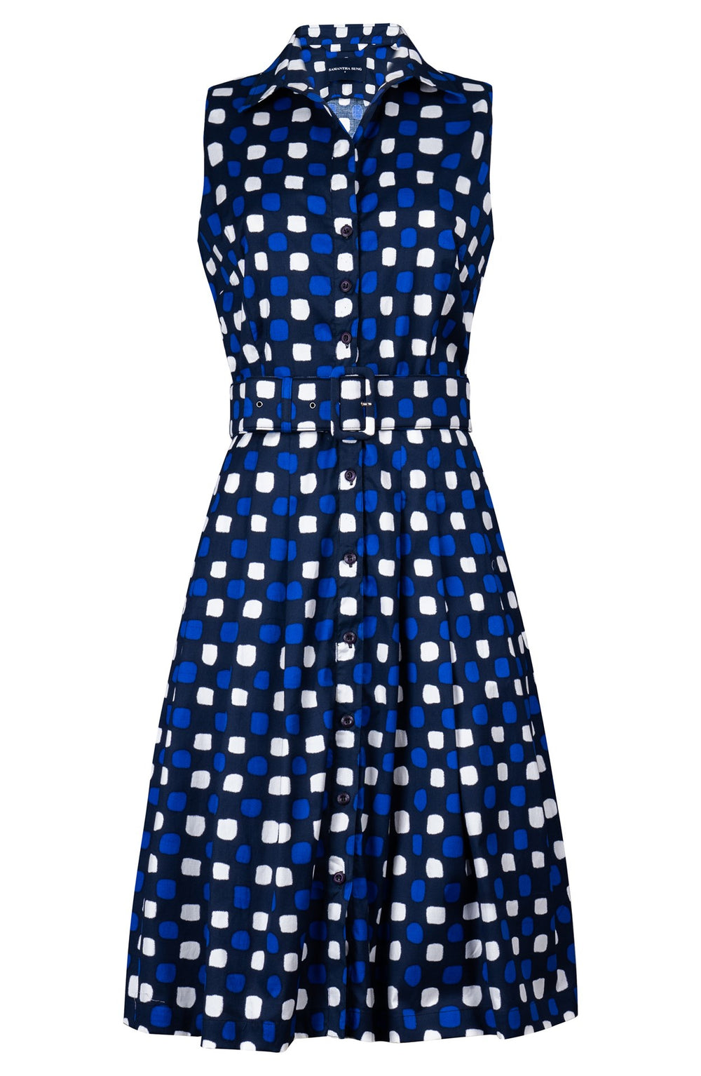 Audrey Dress #3 Shirt Collar Sleeveless Regular Length Cotton Stretch (Tie Dye Gingham)