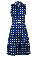 Audrey Dress #3 Shirt Collar Sleeveless Regular Length Cotton Stretch (Tie Dye Gingham)