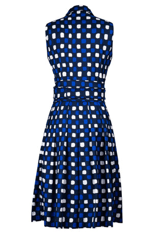 Audrey Dress #3 Shirt Collar Sleeveless Regular Length Cotton Stretch (Tie Dye Gingham)