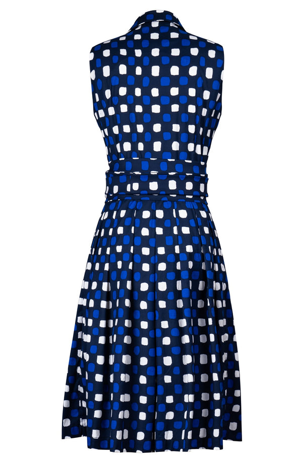 Audrey Dress #3 Shirt Collar Sleeveless Regular Length Cotton Stretch (Tie Dye Gingham)