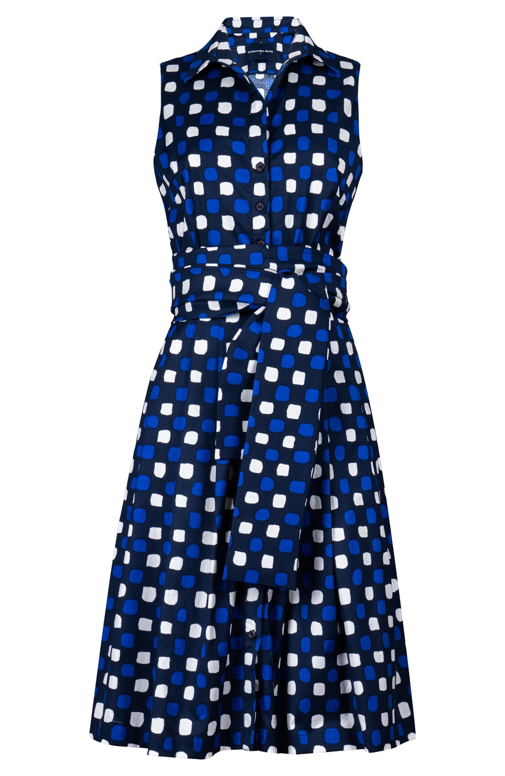 Audrey Dress #3 Shirt Collar Sleeveless Regular Length Cotton Stretch (Tie Dye Gingham)
