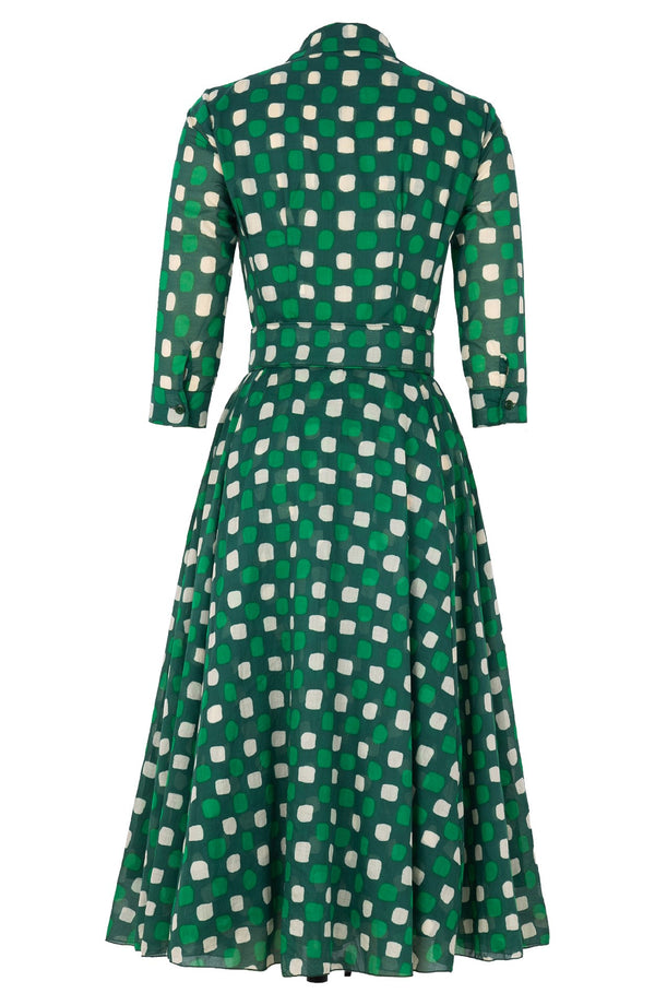 Avenue Dress Shirt Collar 3/4 Sleeve Midi Length Cotton Musola (Tie Dye Gingham)