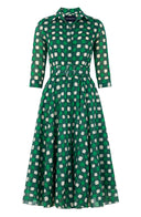Avenue Dress Shirt Collar 3/4 Sleeve Midi Length Cotton Musola (Tie Dye Gingham)