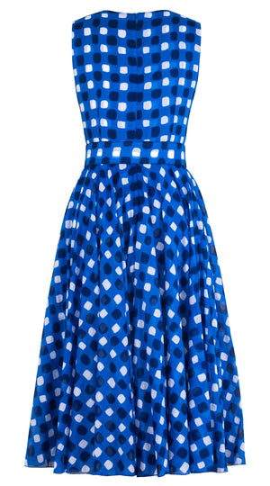 Aster Dress Crew Neck Sleeveless Midi Length Cotton Musola (Tie Dye Gingham Small)