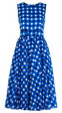 Aster Dress Crew Neck Sleeveless Midi Length Cotton Musola (Tie Dye Gingham Small)