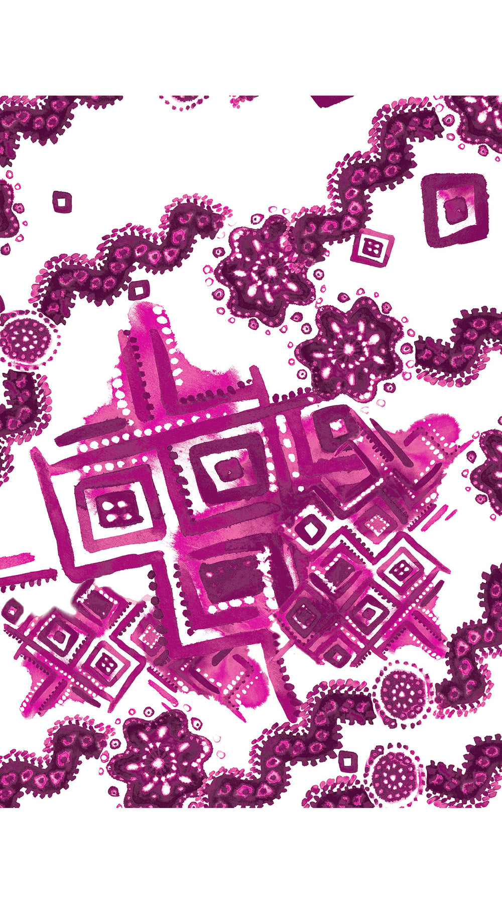 Eva Dress Crew Neck 3/4 Sleeve Midi Plus Length Cotton Musola (Tie Dye Izmir Small White)