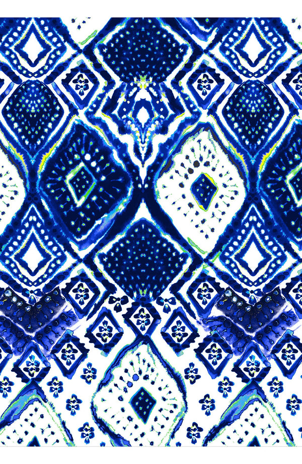 Aster Skirt #1 with Belt Midi Length Cotton Musola (Tie Dye Maldives White)