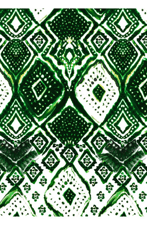 Aster Skirt #1 with Belt Midi Length Cotton Musola (Tie Dye Maldives White)