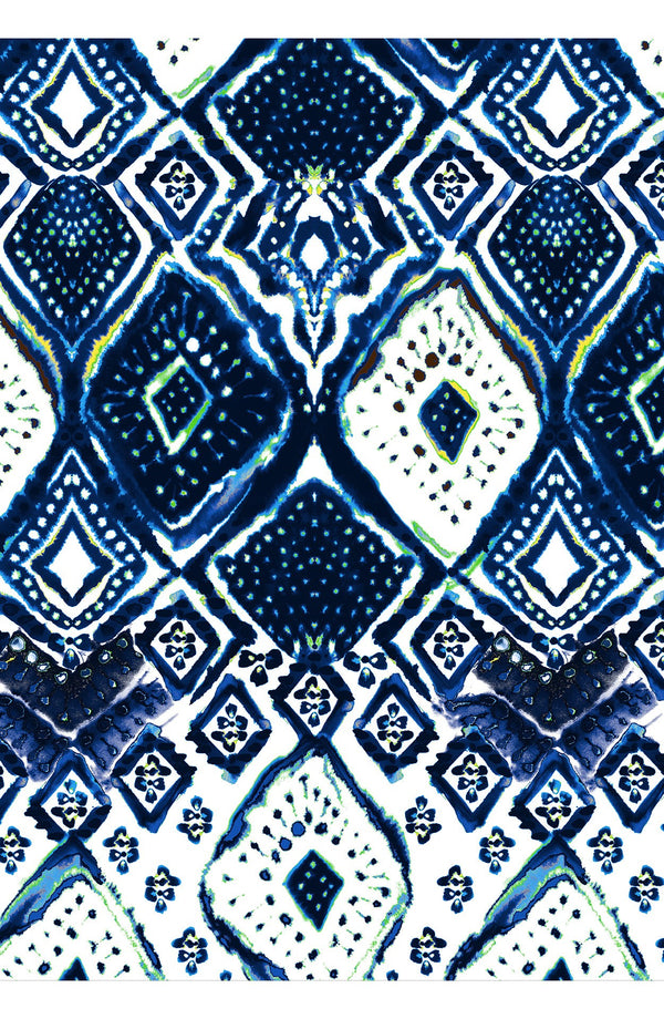 Aster Skirt #1 with Belt Midi Length Cotton Musola (Tie Dye Maldives White)